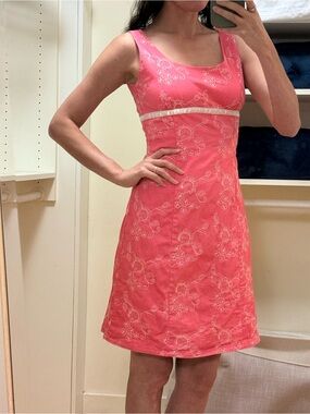 Vintage Y2K Women's Pink Embroidered Midi Dress